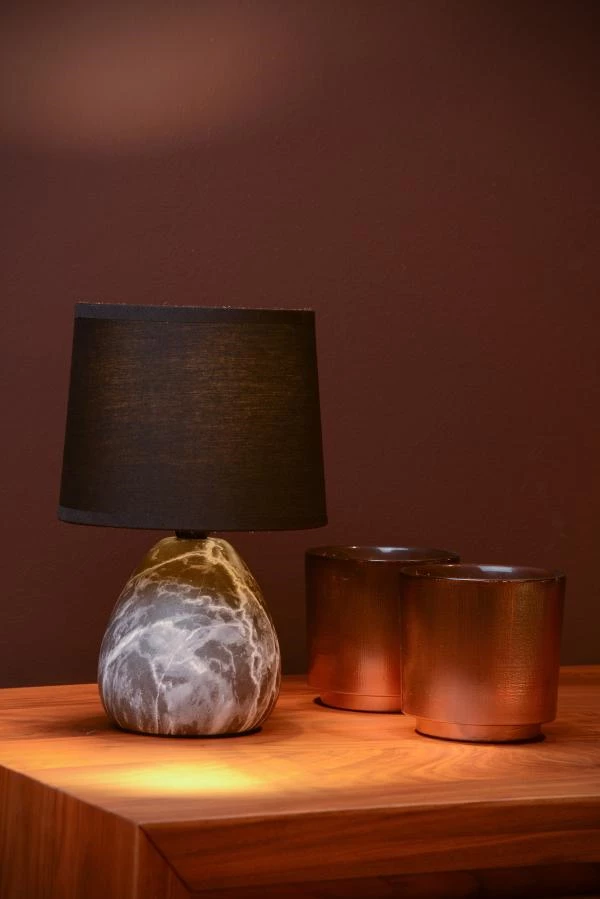 Lucide MARMO - Lampe de table - Ø 16 cm - 1xE14 - Noir - ambiance 2